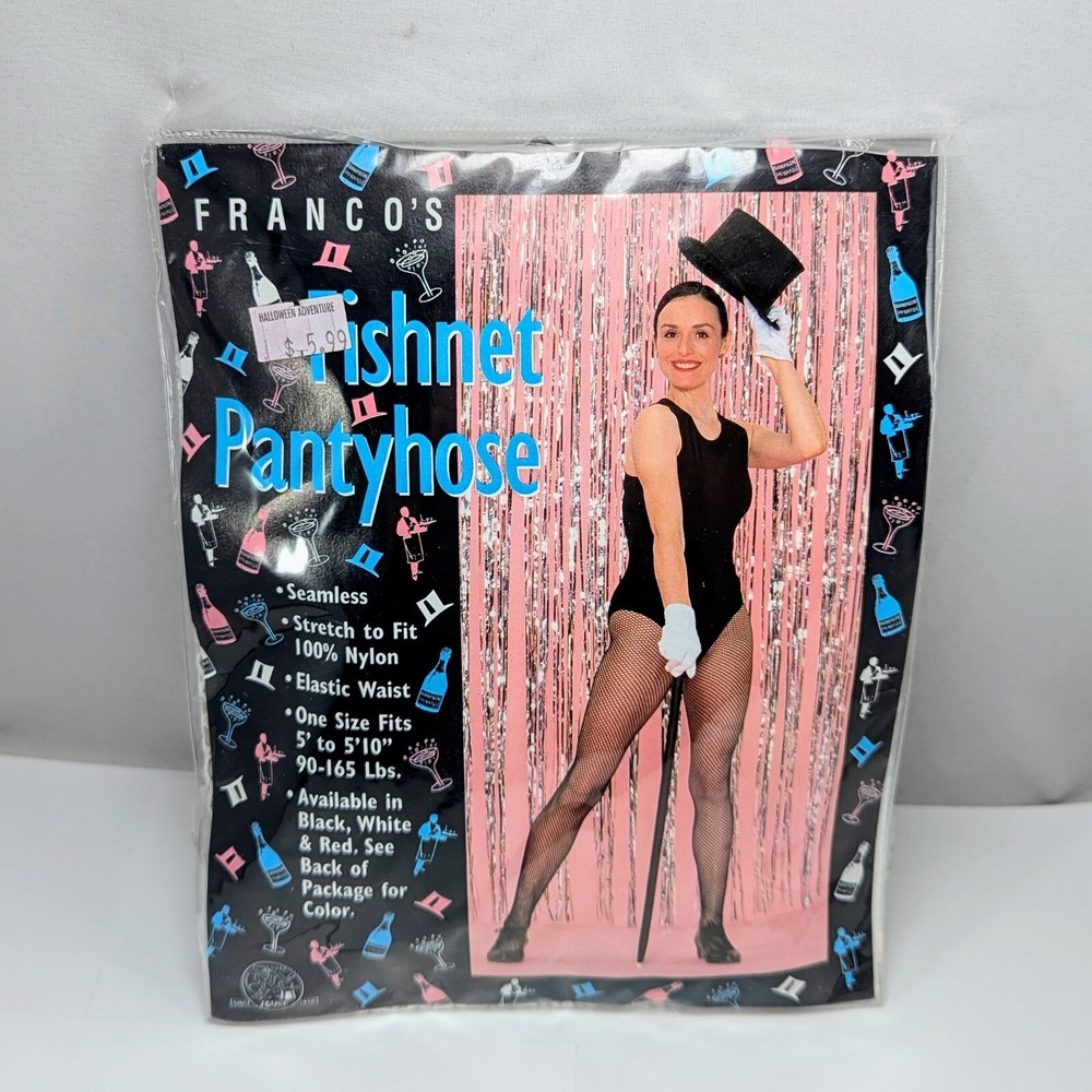 Vintage‎ 1997 Francos Halloween White Fishnet Pantyhose